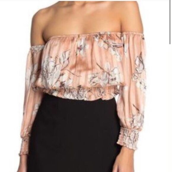 NWT‎ 4SI3NNA Floral Off the Shoulder Cropped Top - Picture 1 of 5